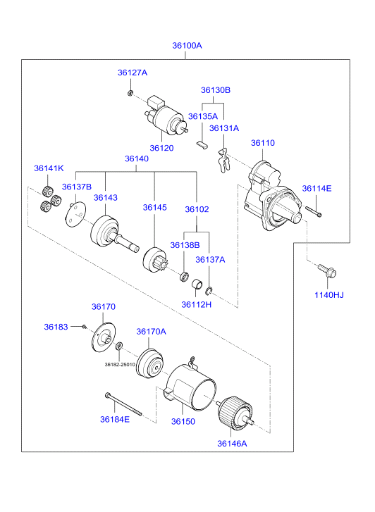 Hyundai 3610003601 - Motorino d'avviamento autozon.pro