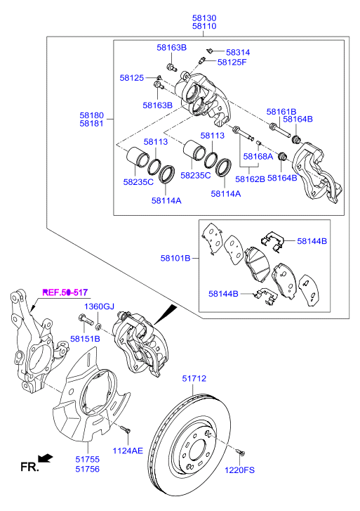 Hyundai 58101-2WA01 - Kit pastiglie freno, Freno a disco autozon.pro