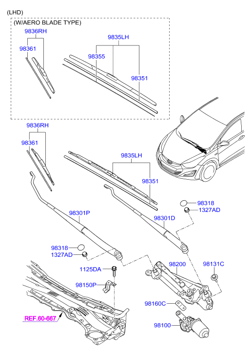 KIA 983603X000 - Spazzola tergi autozon.pro