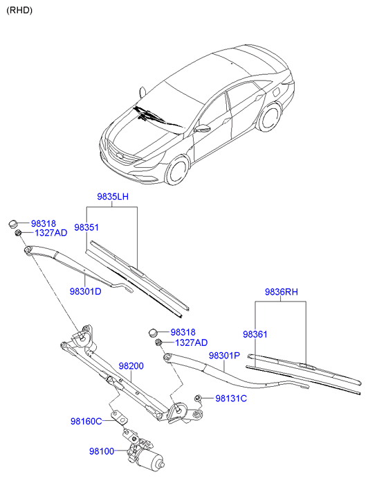 Hyundai 983503S000 - Spazzola tergi autozon.pro