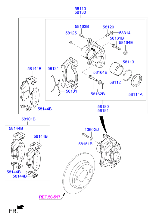 KIA 58101-A6A02 - Kit pastiglie freno, Freno a disco autozon.pro