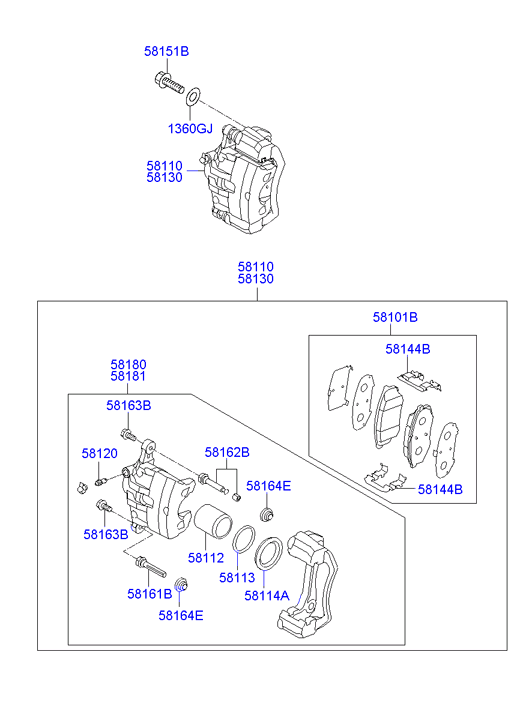 Hyundai 58101-2YA50 - Kit pastiglie freno, Freno a disco autozon.pro