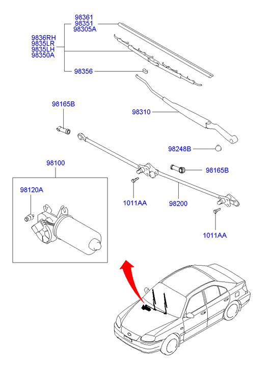 Hyundai 9836025600 - Spazzola tergi autozon.pro