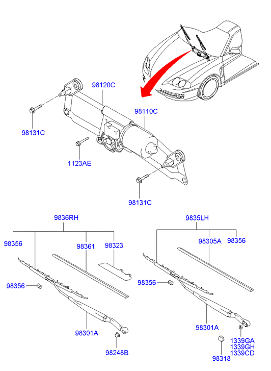 Hyundai 98361H1000 - Spazzola tergi autozon.pro