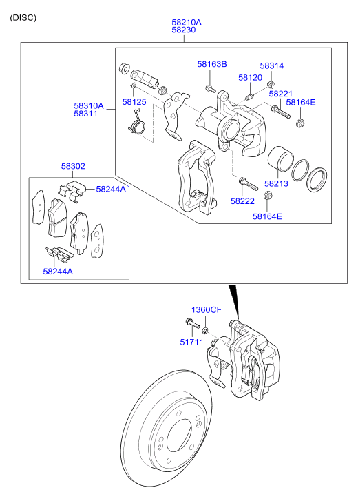 Hyundai 58302A6A31 - Kit pastiglie freno, Freno a disco autozon.pro