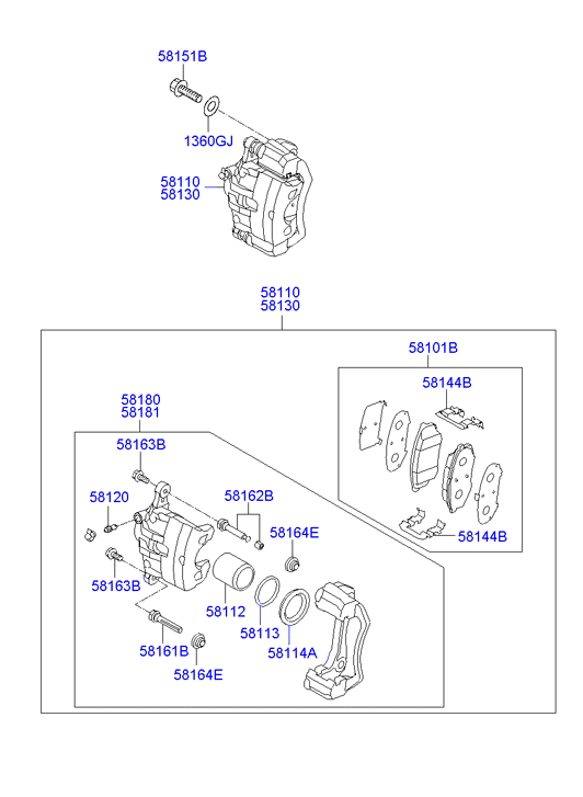 Hyundai 58101-2YA00 - Kit pastiglie freno, Freno a disco autozon.pro