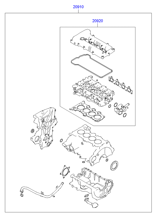 KIA 209102BG02 - Kit completo guarnizioni, Motore autozon.pro