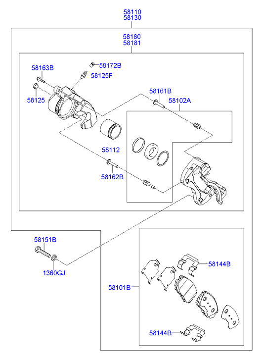 KIA 58101-3K-A40 - Kit pastiglie freno, Freno a disco autozon.pro