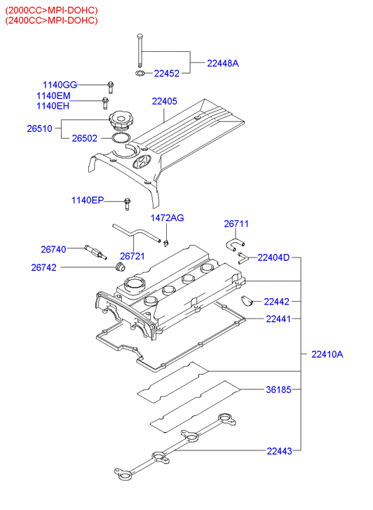 Hyundai 2245238010 - Guarnizione, Copritestata autozon.pro