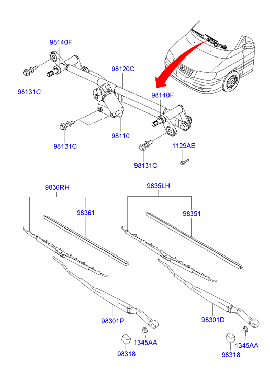 Hyundai 9836017000 - Spazzola tergi autozon.pro