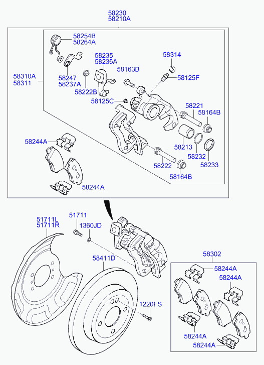 KIA 58302 B4A30 - Kit pastiglie freno, Freno a disco autozon.pro