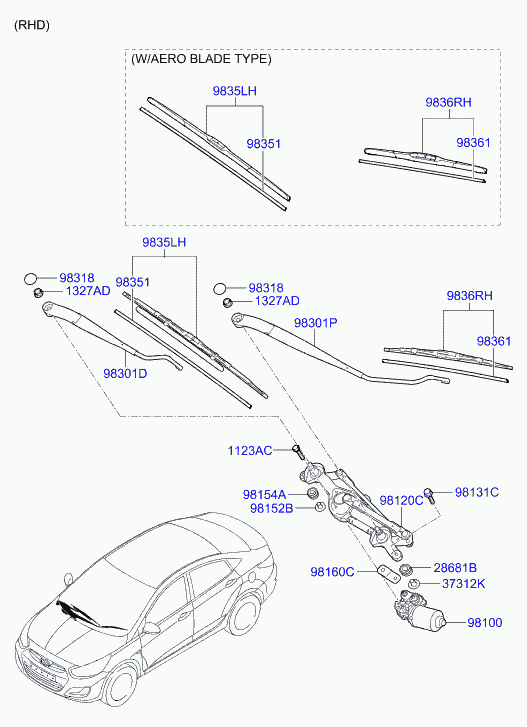 Hyundai 98350-1R000 - Spazzola tergi autozon.pro