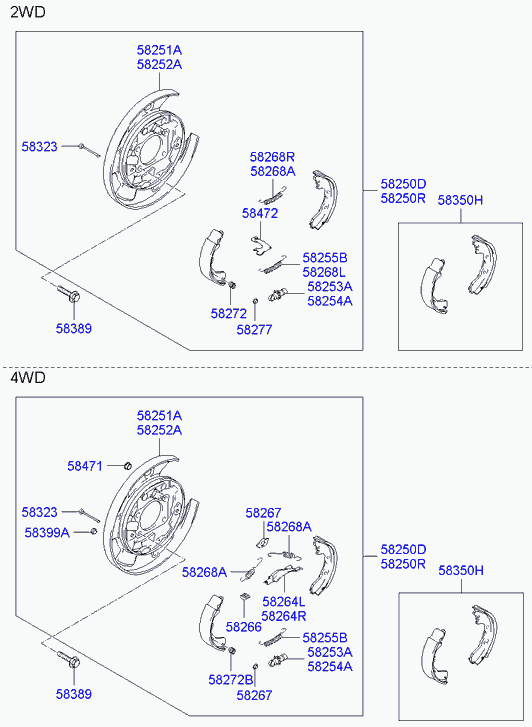 KIA 58350-2EA00 - Kit ganasce, Freno stazionamento autozon.pro