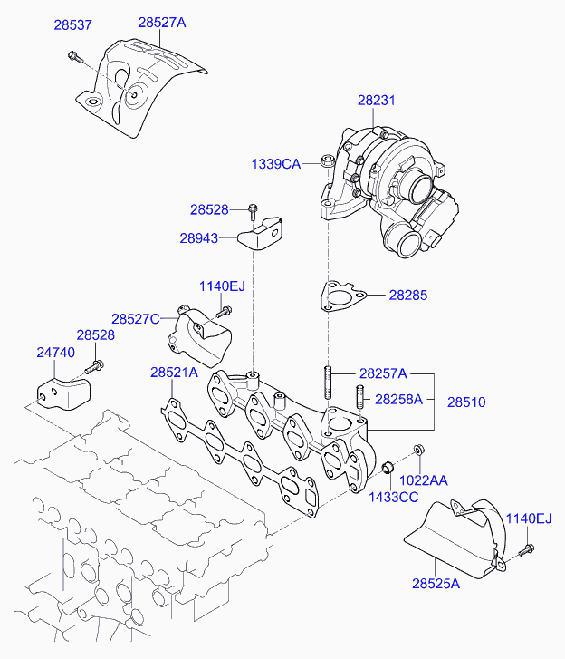 Hyundai 282312F000 - Turbocompressore, Sovralimentazione autozon.pro