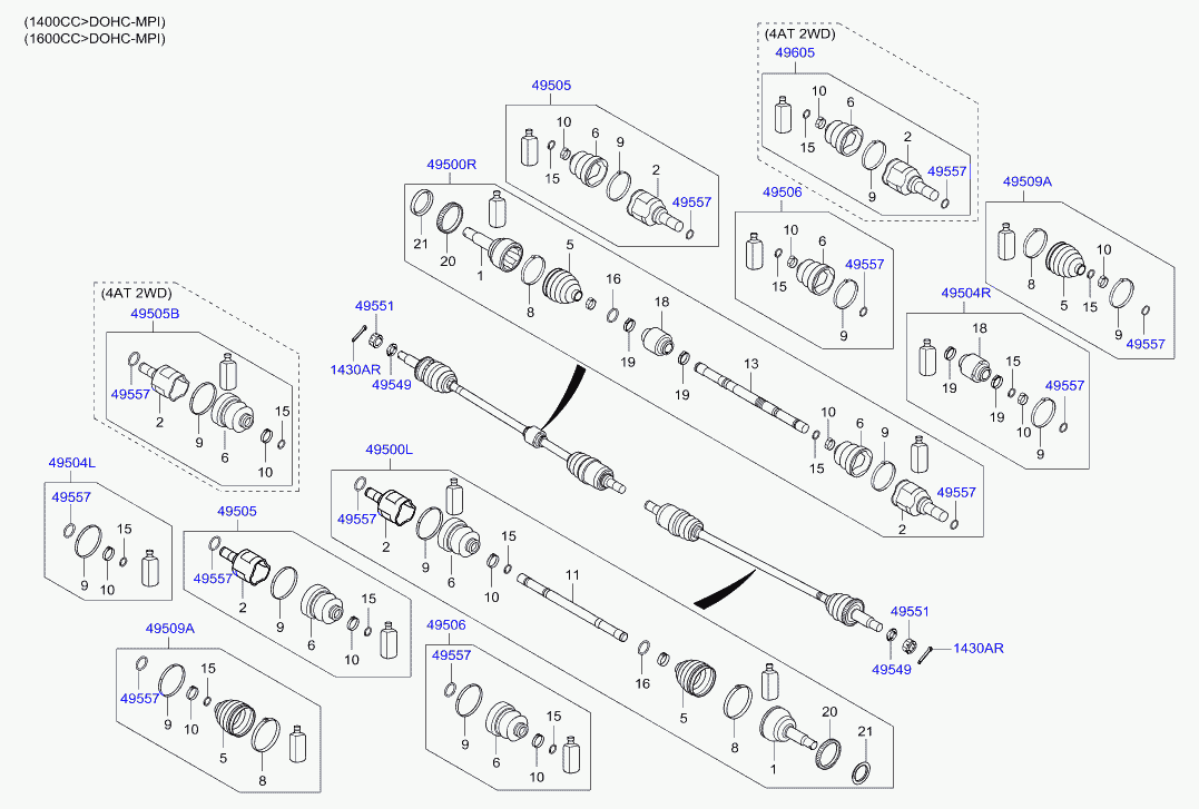 Hyundai 49500-1C362 - Kit giunti, Semiasse autozon.pro