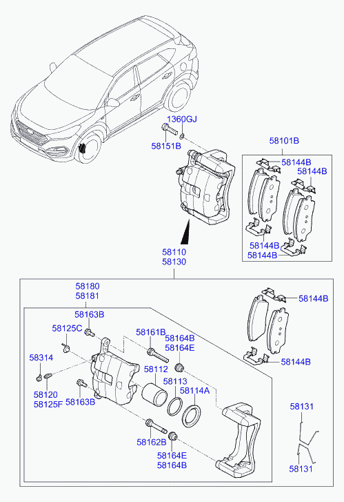 Hyundai 58101-D7A50 - Kit pastiglie freno, Freno a disco autozon.pro