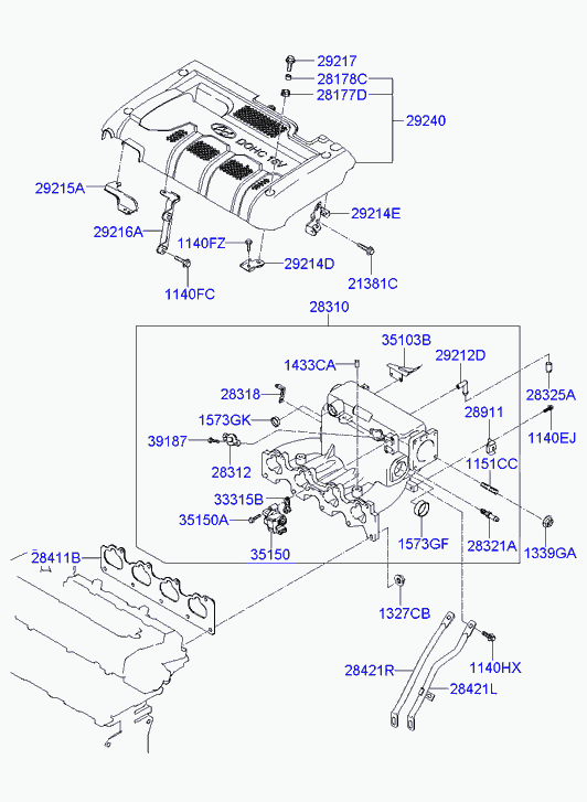 Hyundai 28411-23600 - Guarnizione, Collettore aspirazione autozon.pro