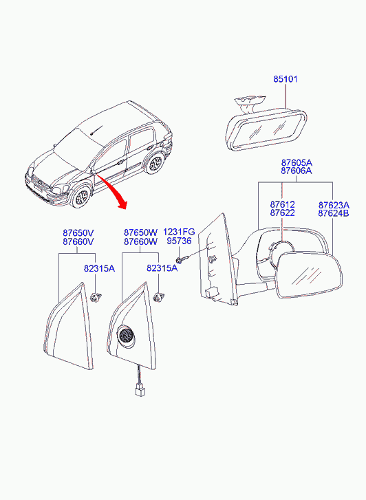 Hyundai 87610-1C310 - Specchio retrovisore esterno autozon.pro