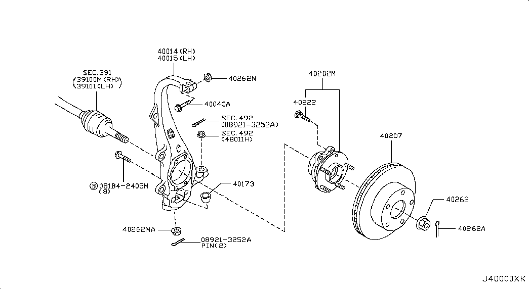 NISSAN 40202-4GE0A - Kit cuscinetto ruota autozon.pro