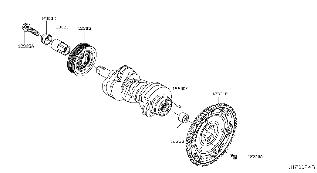 NISSAN 1232200Q0A - Puleggia cinghia, Albero a gomiti autozon.pro