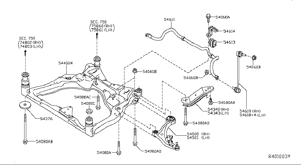 NISSAN 54501-3JA0C - Supporto, Braccio oscillante autozon.pro