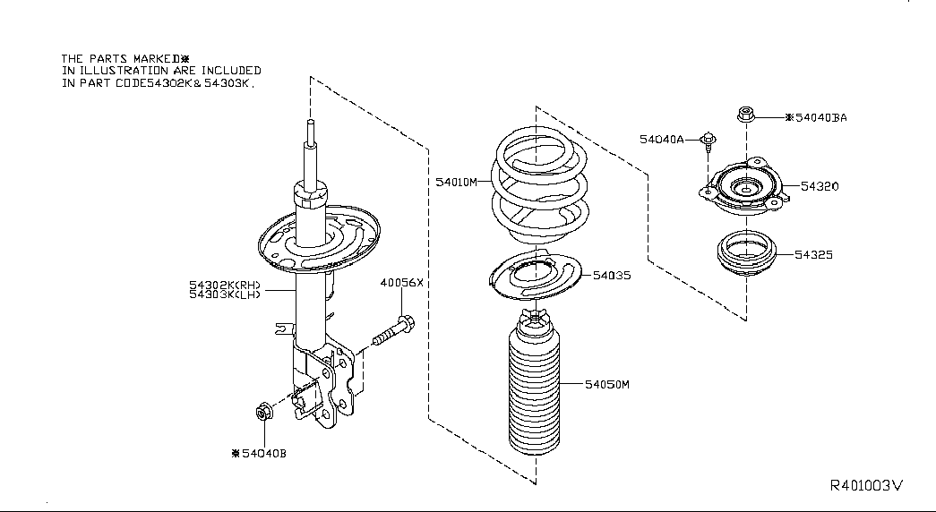 NISSAN 54325-3JA0A - Supporto ammortizzatore a molla autozon.pro