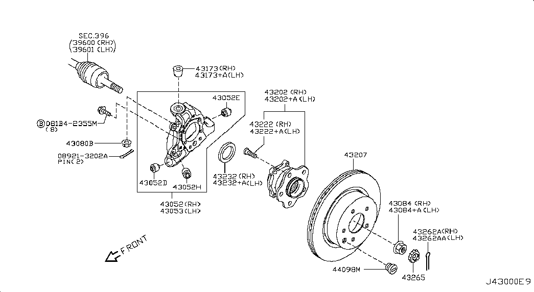 NISSAN 43202-JK00A - Kit cuscinetto ruota autozon.pro