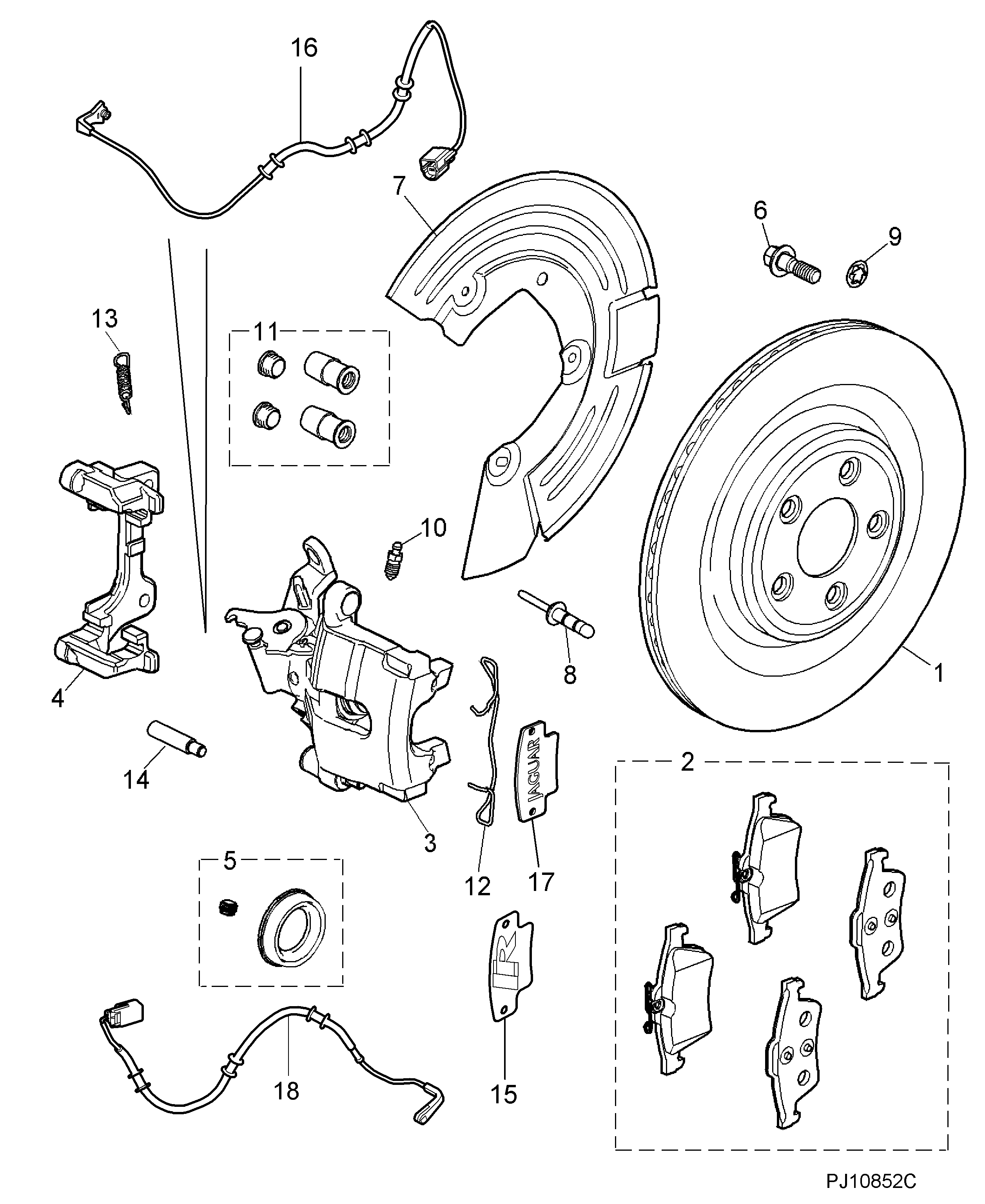 Jaguar C2C 27297 - Kit manicotti di guida, Pinza freno autozon.pro