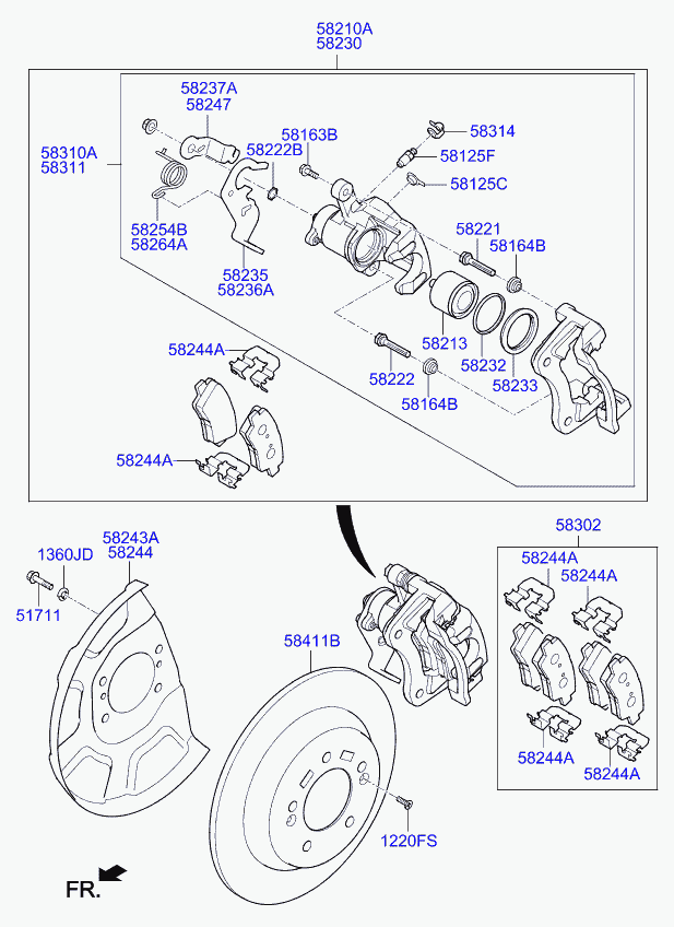 Hyundai (BEIJING) 58302A4B00 - Pad kit - rear disc brake autozon.pro