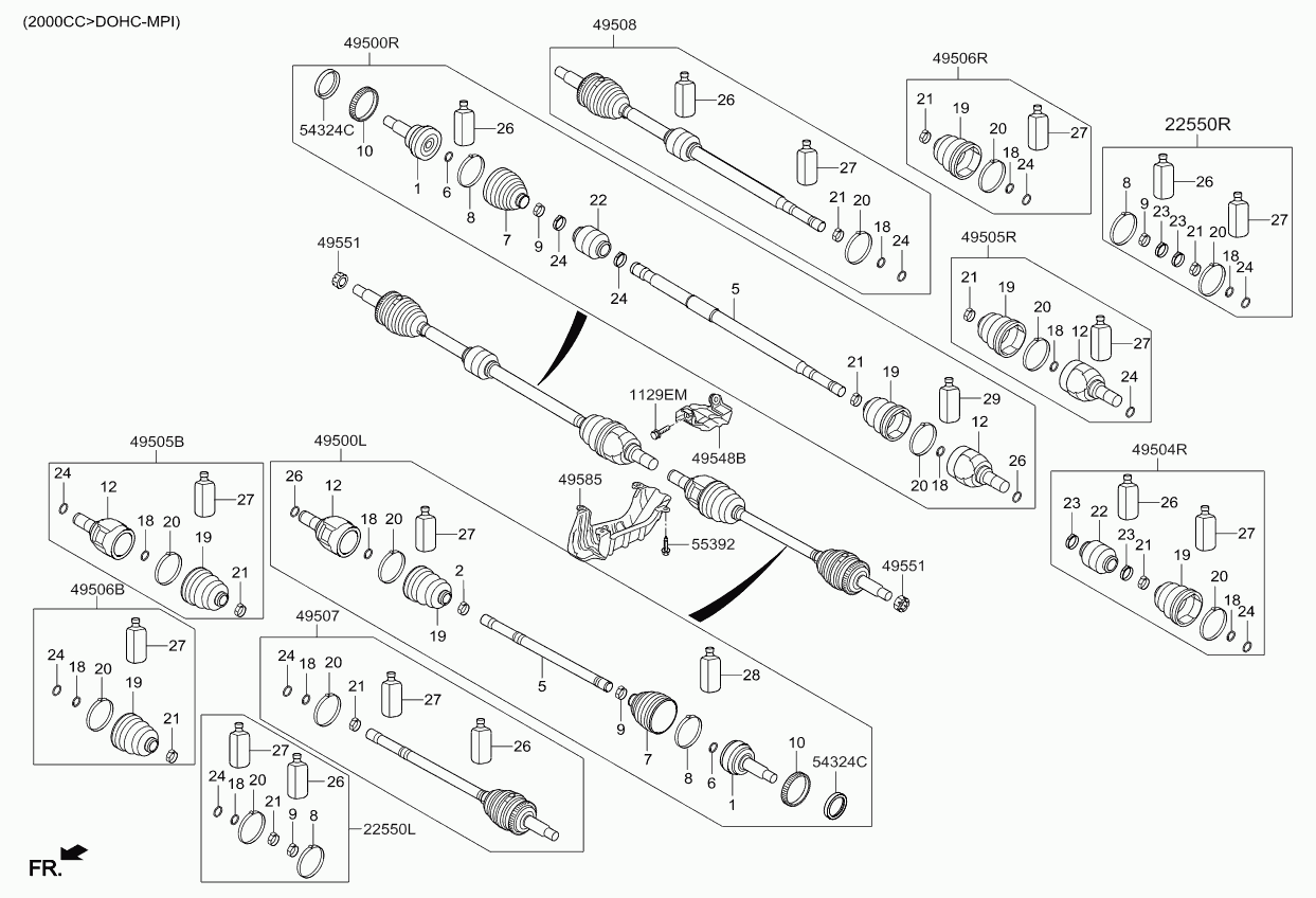 Hyundai 49501-A7100 - Kit giunti, Semiasse autozon.pro