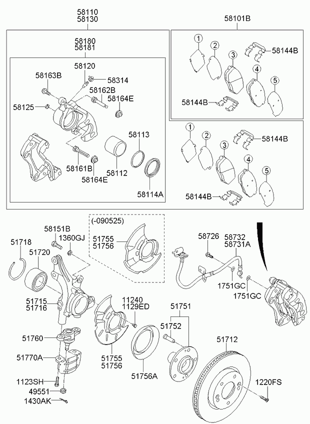 KIA 581011MA20 - Kit pastiglie freno, Freno a disco autozon.pro