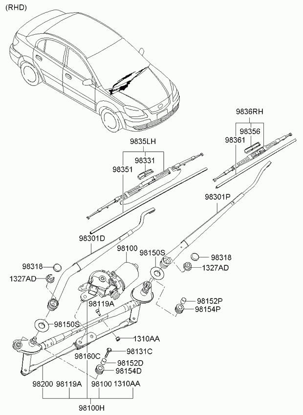 KIA 98350-1G000 - Spazzola tergi autozon.pro