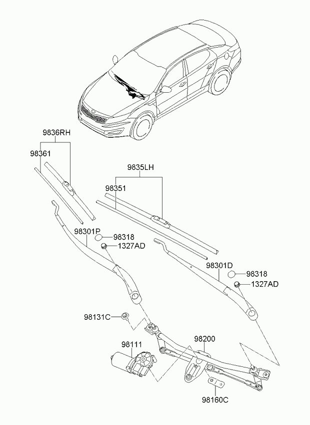 Hyundai 98361-2V000 - Spazzola tergi autozon.pro