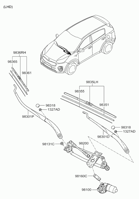 KIA 98360-F1000 - Blade assy - wiper, passenger autozon.pro