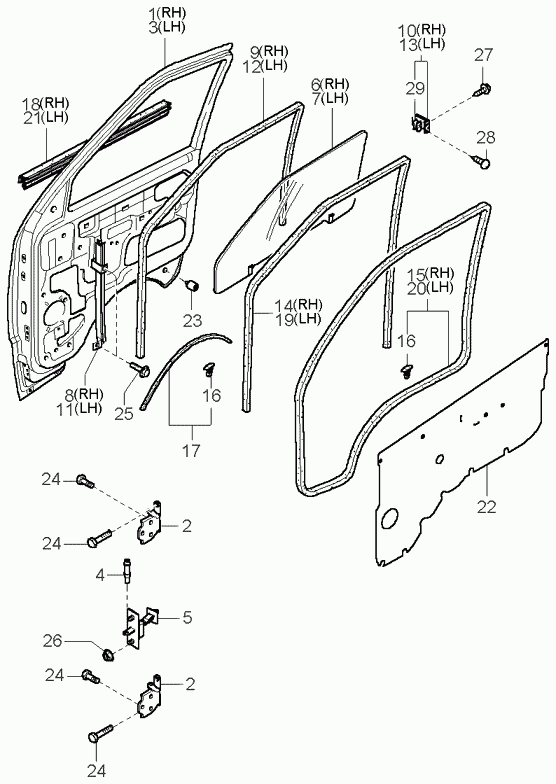 KIA 0K72A58511 - Cristallo portiera autozon.pro