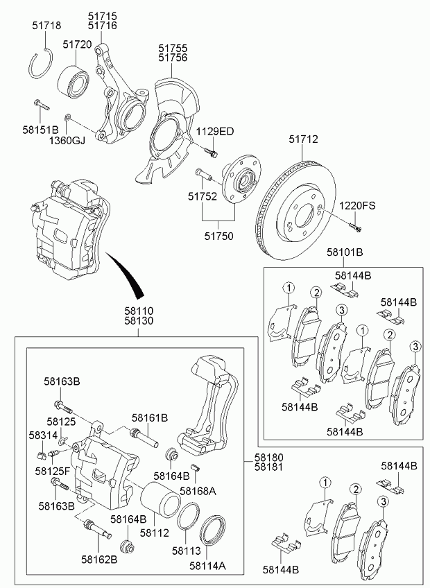 KIA 58101-2KA10 - Kit pastiglie freno, Freno a disco autozon.pro