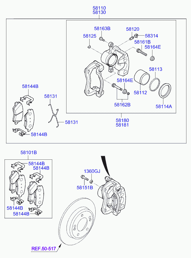 KIA 58101A6A75 - Kit pastiglie freno, Freno a disco autozon.pro