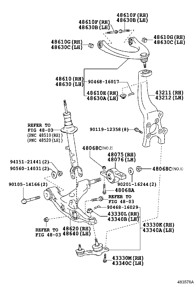 TOYOTA 48630 39115 - Braccio oscillante, Sospensione ruota autozon.pro