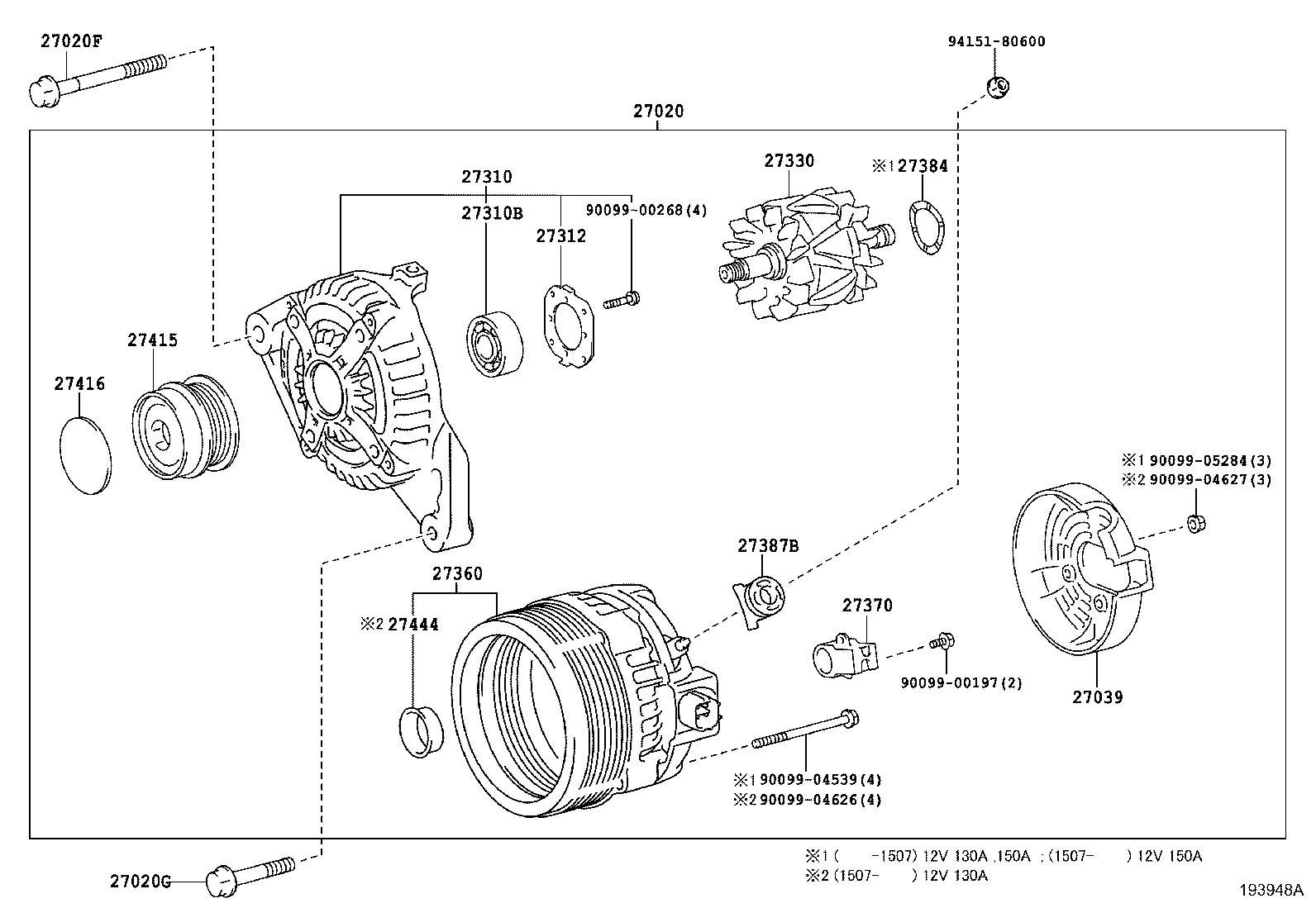 TOYOTA 274160W050 - Puleggia cinghia, Alternatore autozon.pro