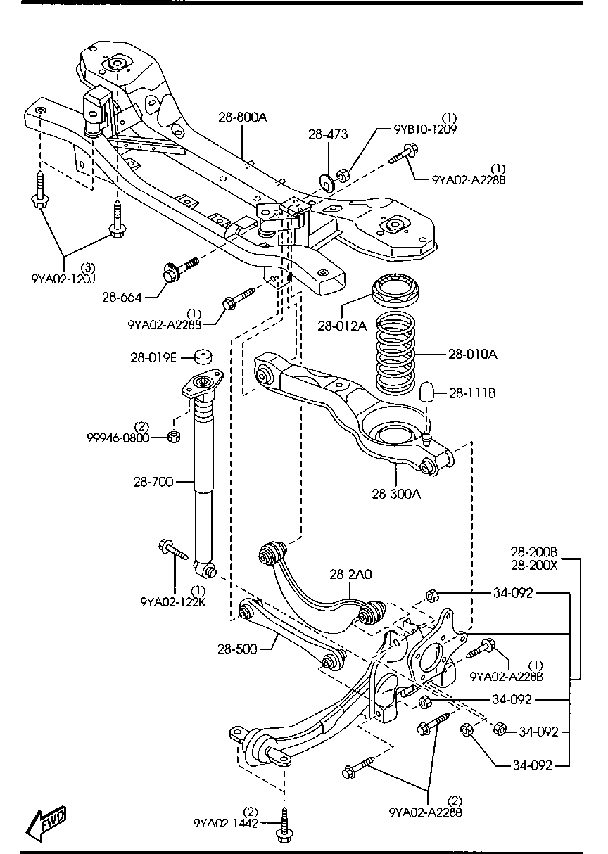 MAZDA BBP3-28-500A - Braccio oscillante, Sospensione ruota autozon.pro