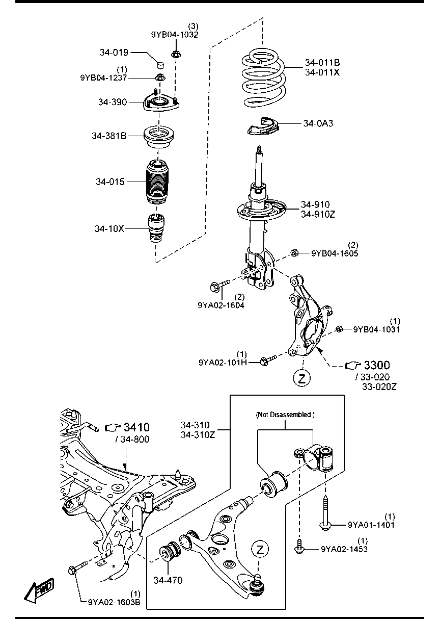 MAZDA KA0G-34-300F - Braccio oscillante, Sospensione ruota autozon.pro