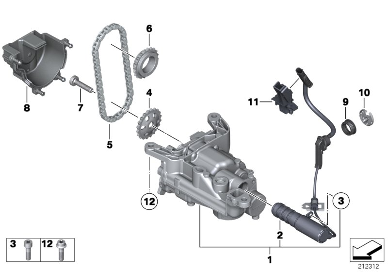 BMW 11 27 7 500 502 - Kit catene, Azionamento pompa olio autozon.pro