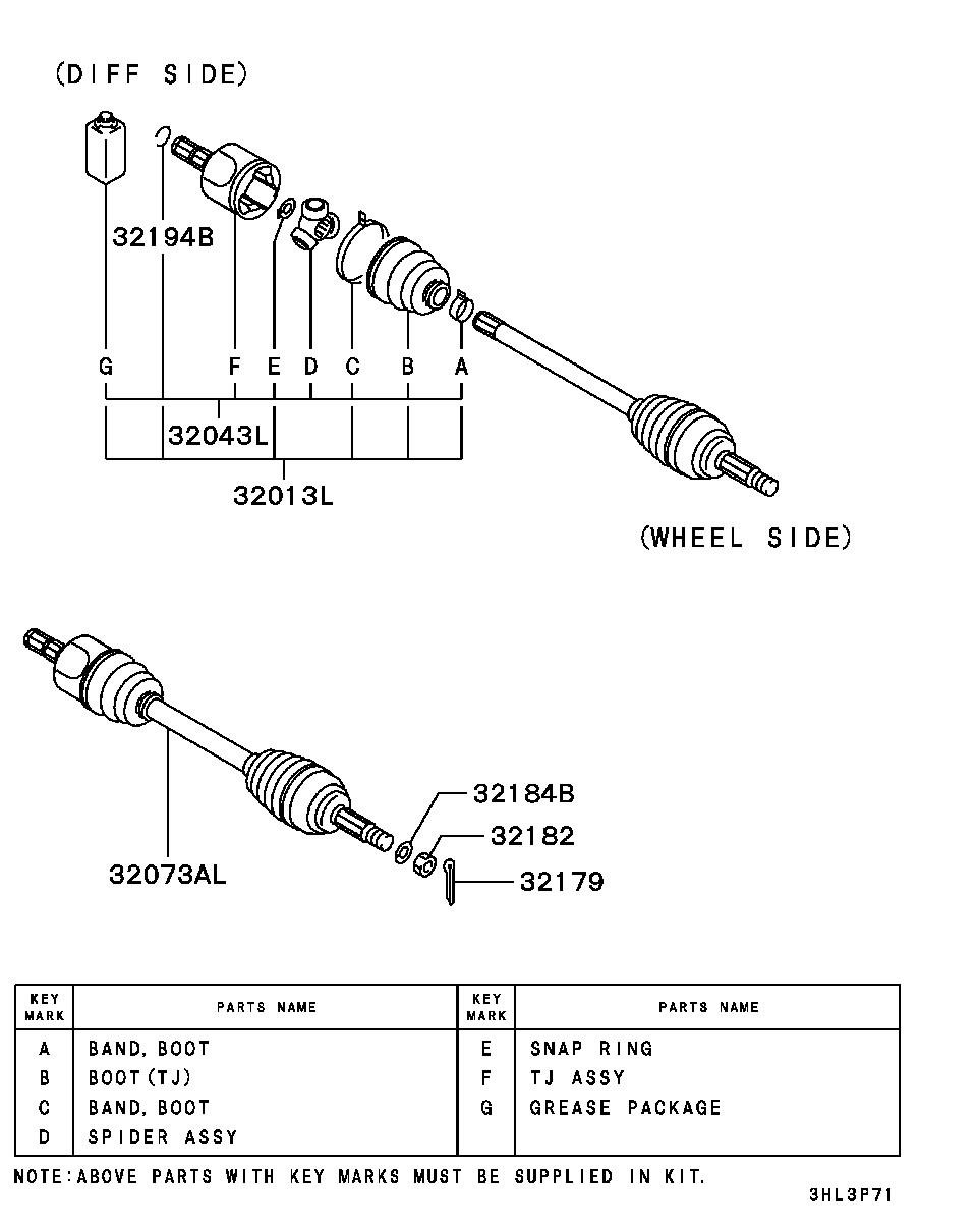 Mitsubishi MN171193 - Cuffia, Semiasse autozon.pro