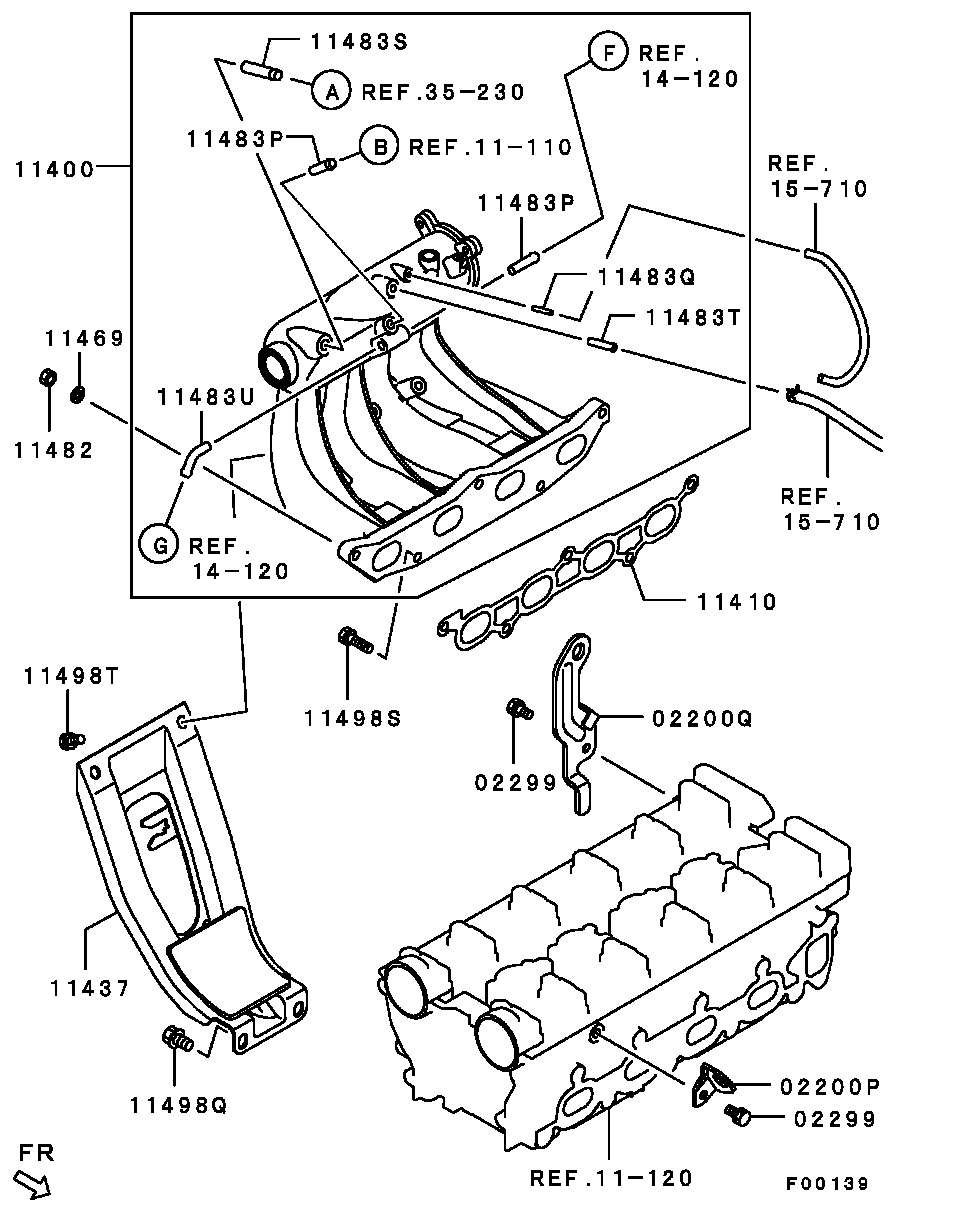 Mitsubishi MF430005 - Dado, Collettore gas scarico autozon.pro