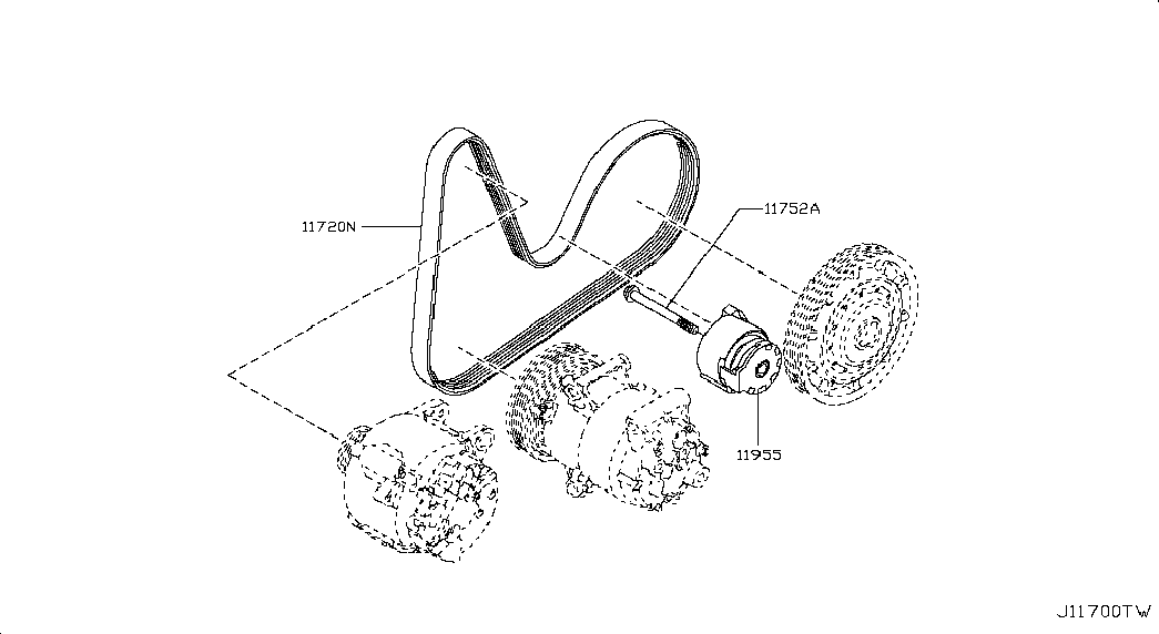 NISSAN 11720-00Q1W - Cinghia Poly-V autozon.pro