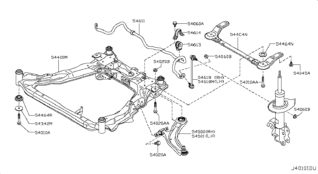 NISSAN 54500-JG00B - Braccio oscillante, Sospensione ruota autozon.pro