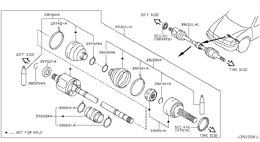 NISSAN 39101-8H710 - Kit giunti, Semiasse autozon.pro