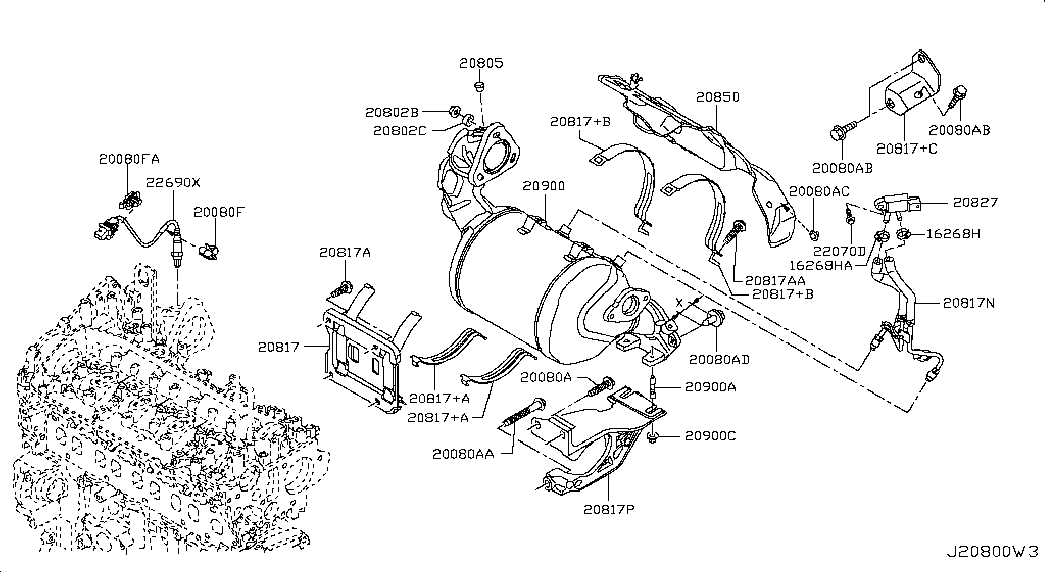 NISSAN 2082700Q0G - Sensore, Pressione gas scarico autozon.pro