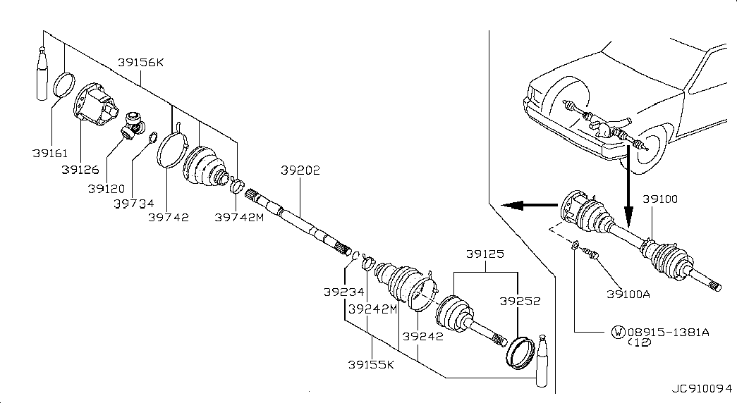 NISSAN 39100-58G60 - Kit giunti, Semiasse autozon.pro