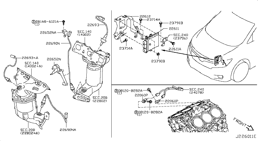 NISSAN 226A0-JA10C - Sonda lambda autozon.pro